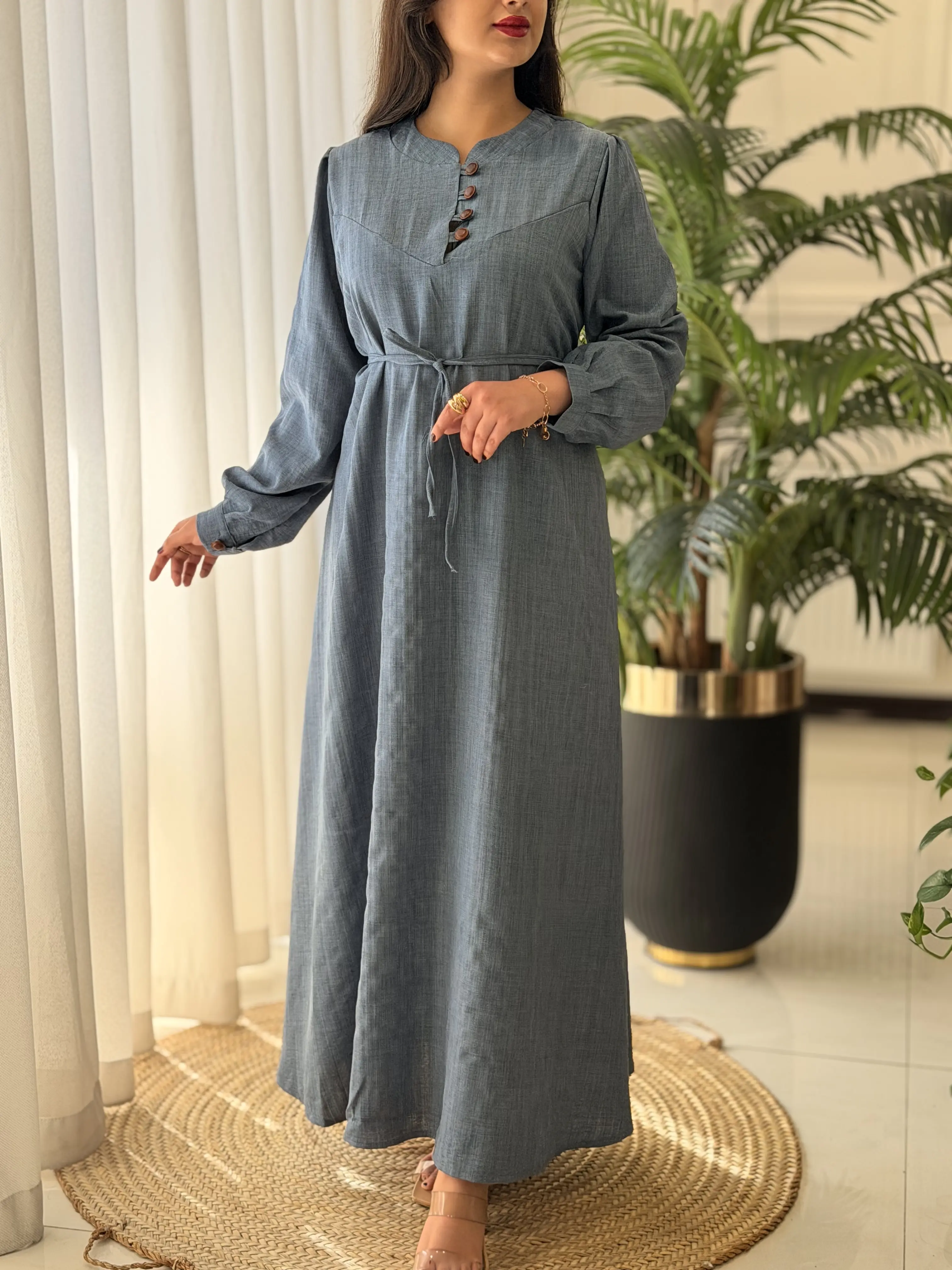 پیراهن روزمره جلودکمه خاتون کد2601
