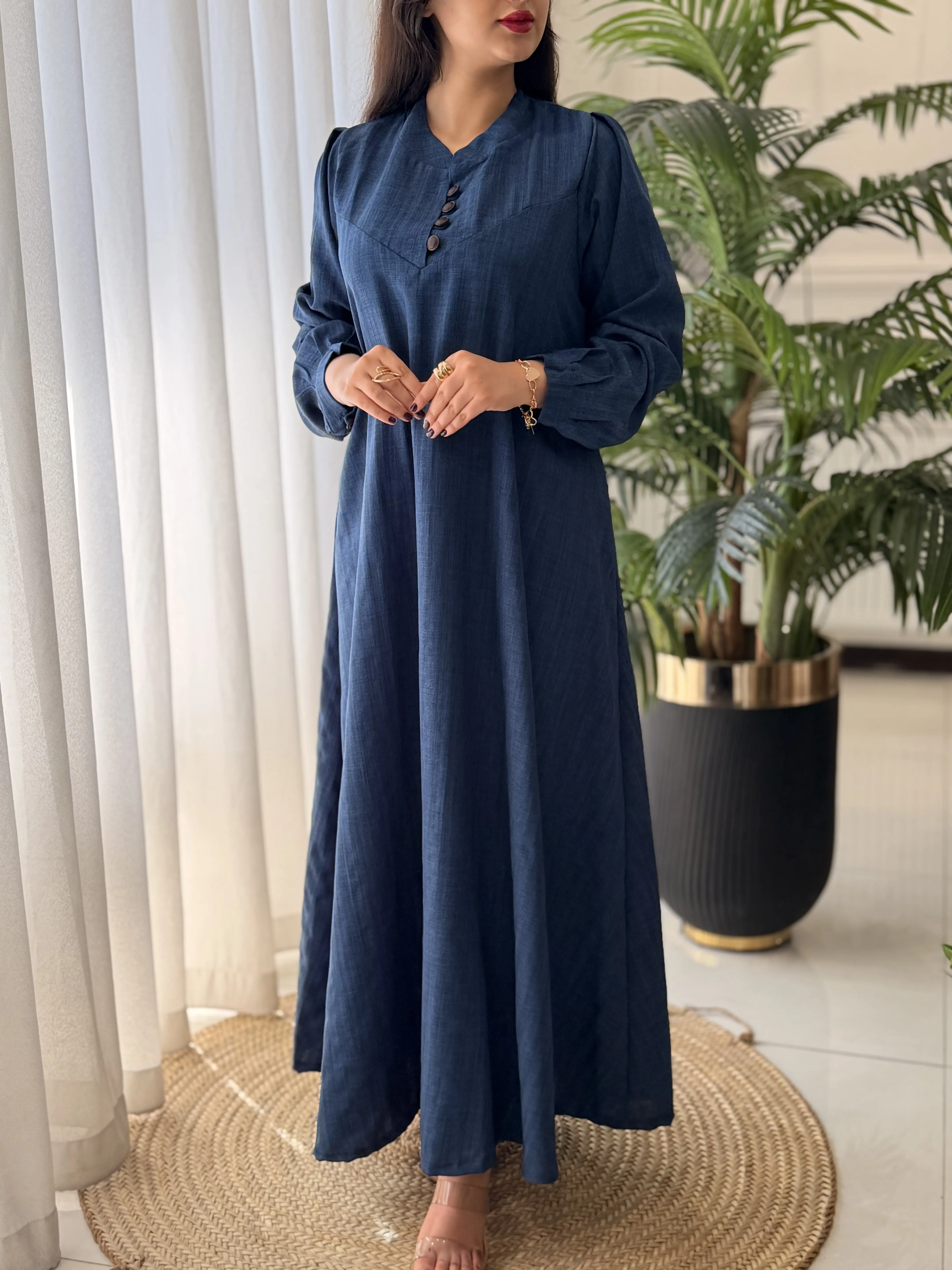 پیراهن روزمره جلودکمه خاتون کد2601