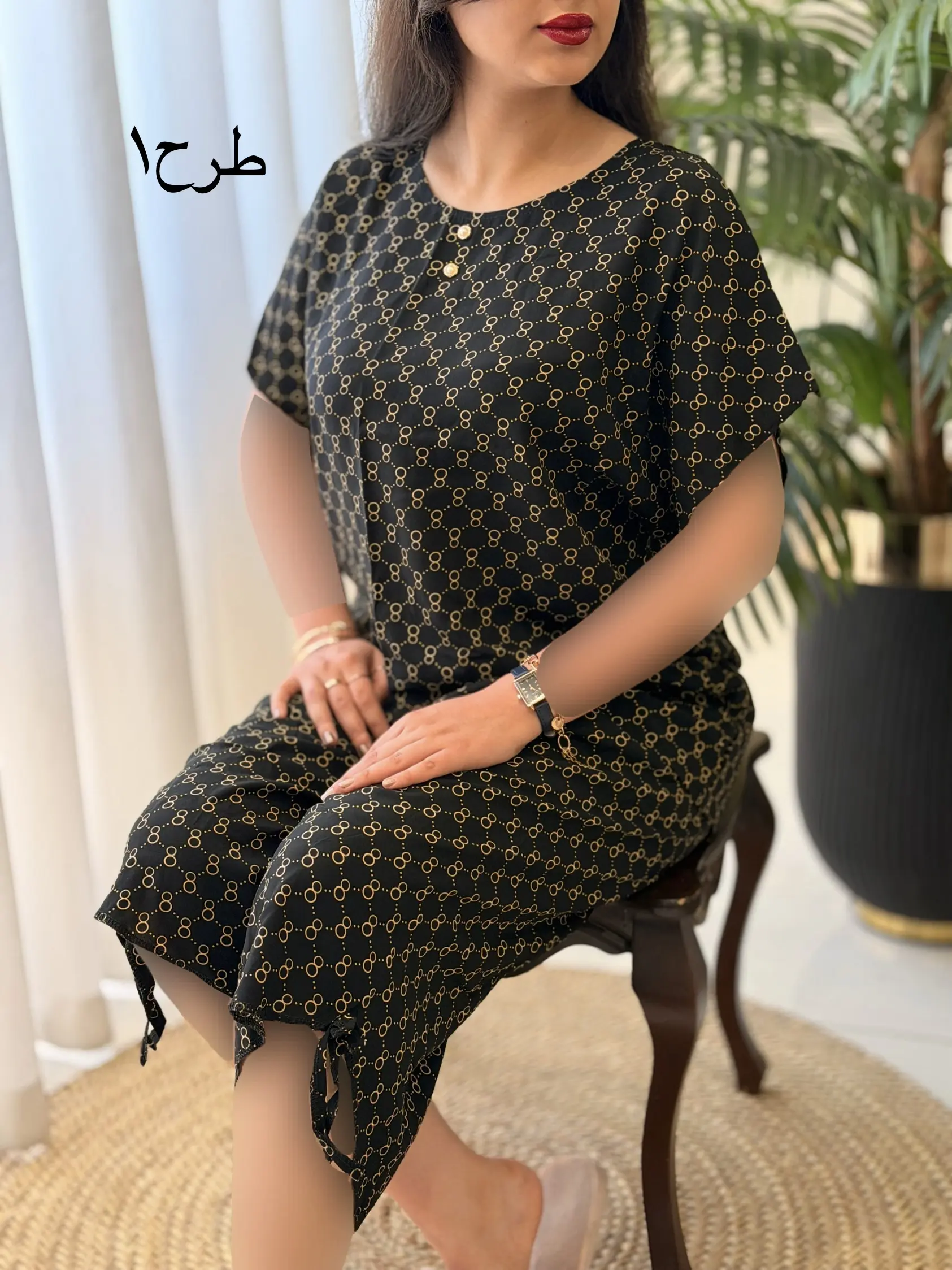 ست تیشرت شلوارک نخی برمودا کد2610