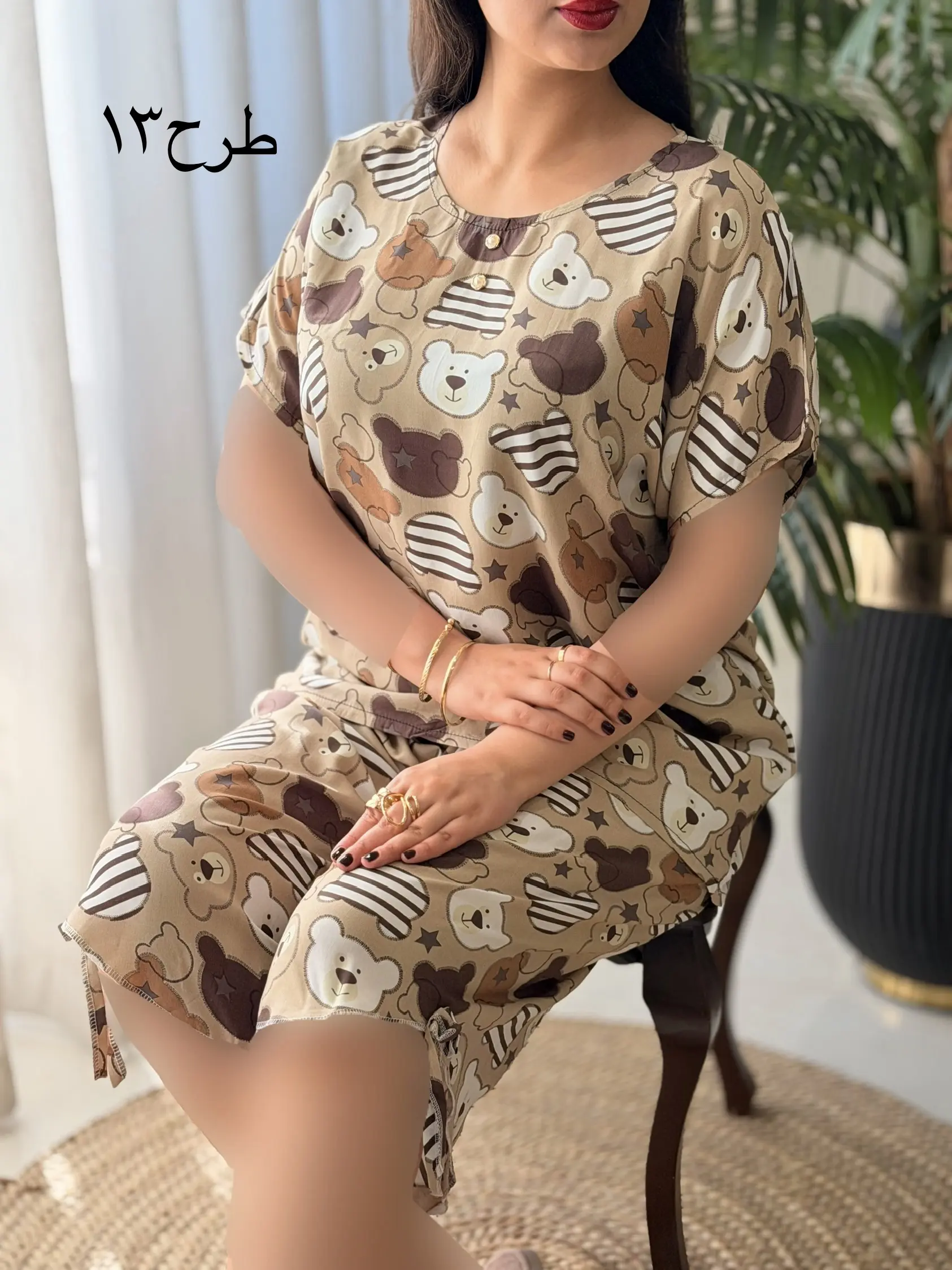 ست تیشرت شلوارک نخی برمودا کد2610