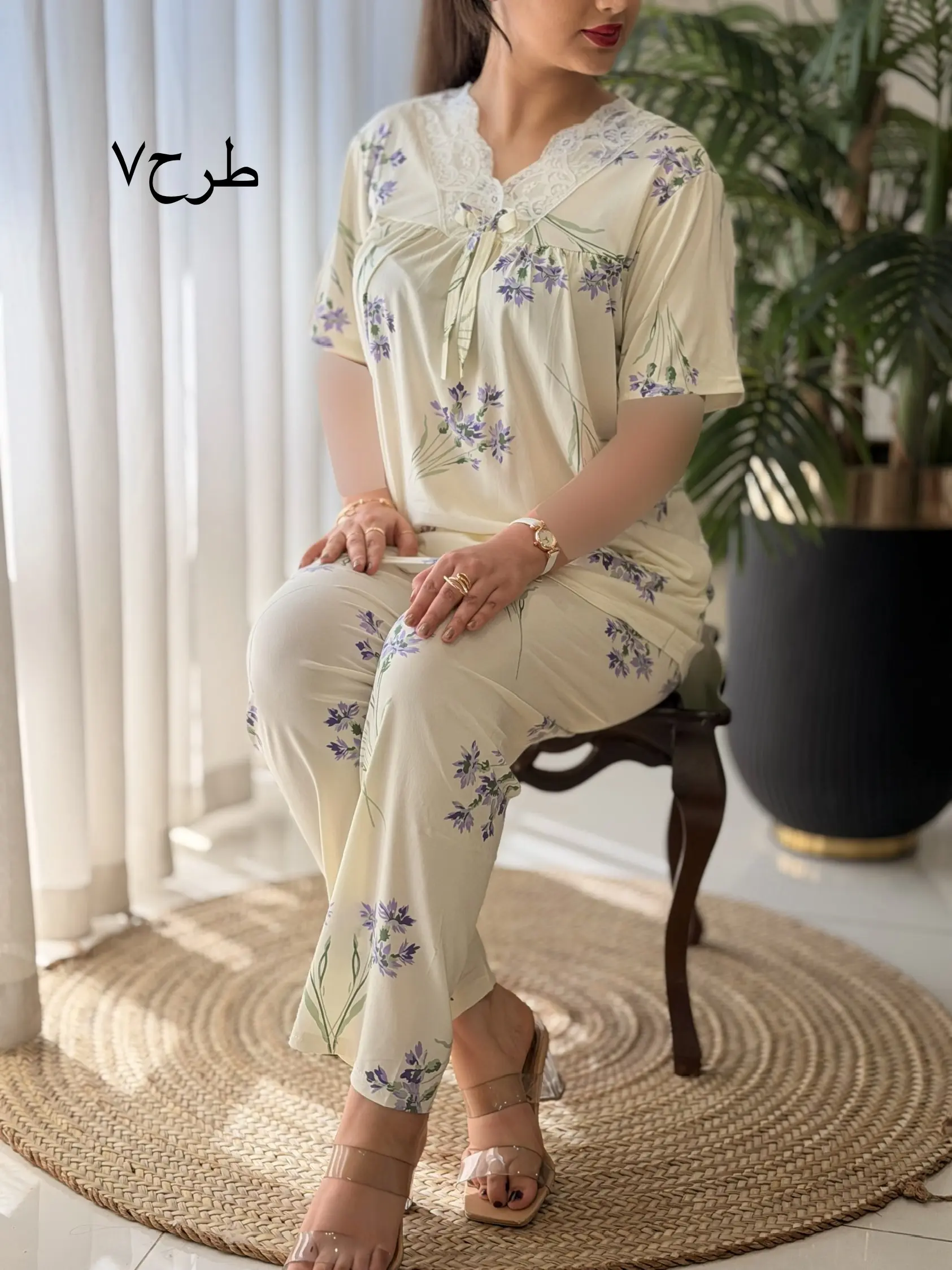 ست تیشرت شلوار گیاهی وارداتی کد2617