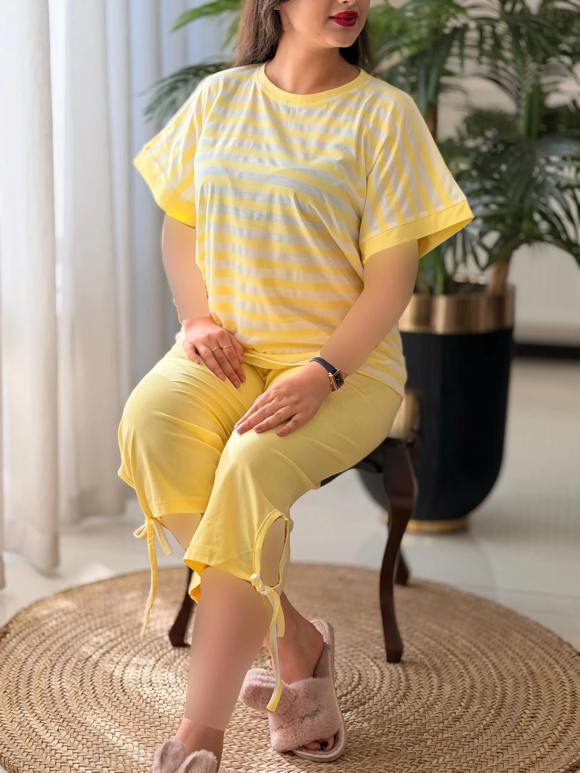 ست تیشرت شلوارک راه راه کد2635