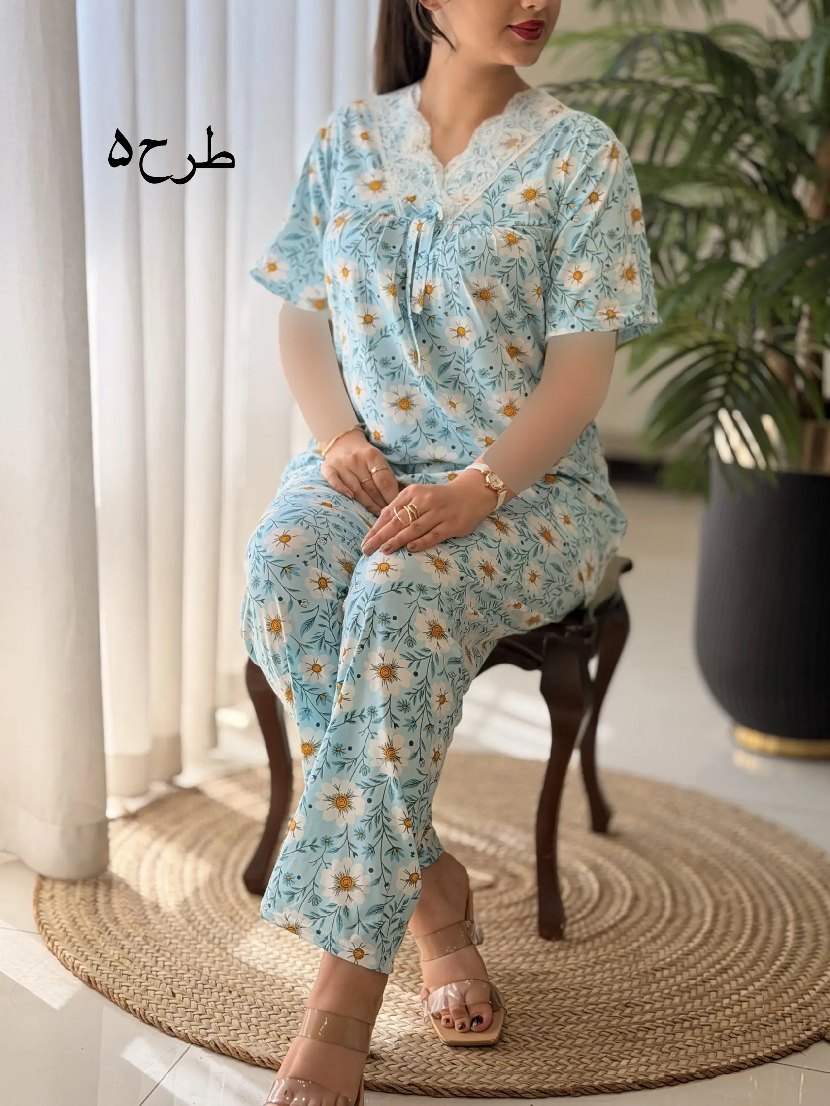 ست تیشرت شلوار گیاهی وارداتی کد2617