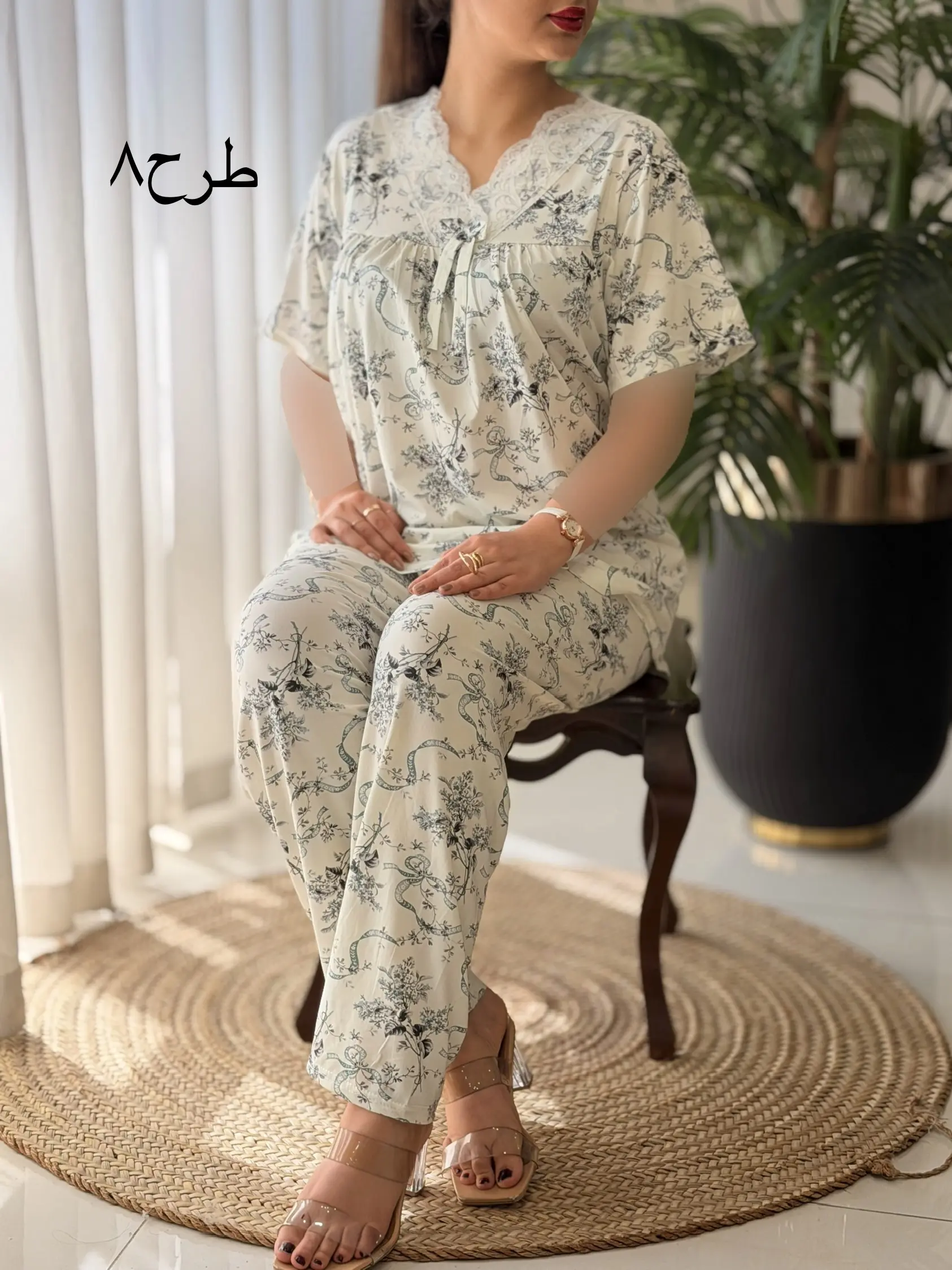 ست تیشرت شلوار گیاهی وارداتی کد2617