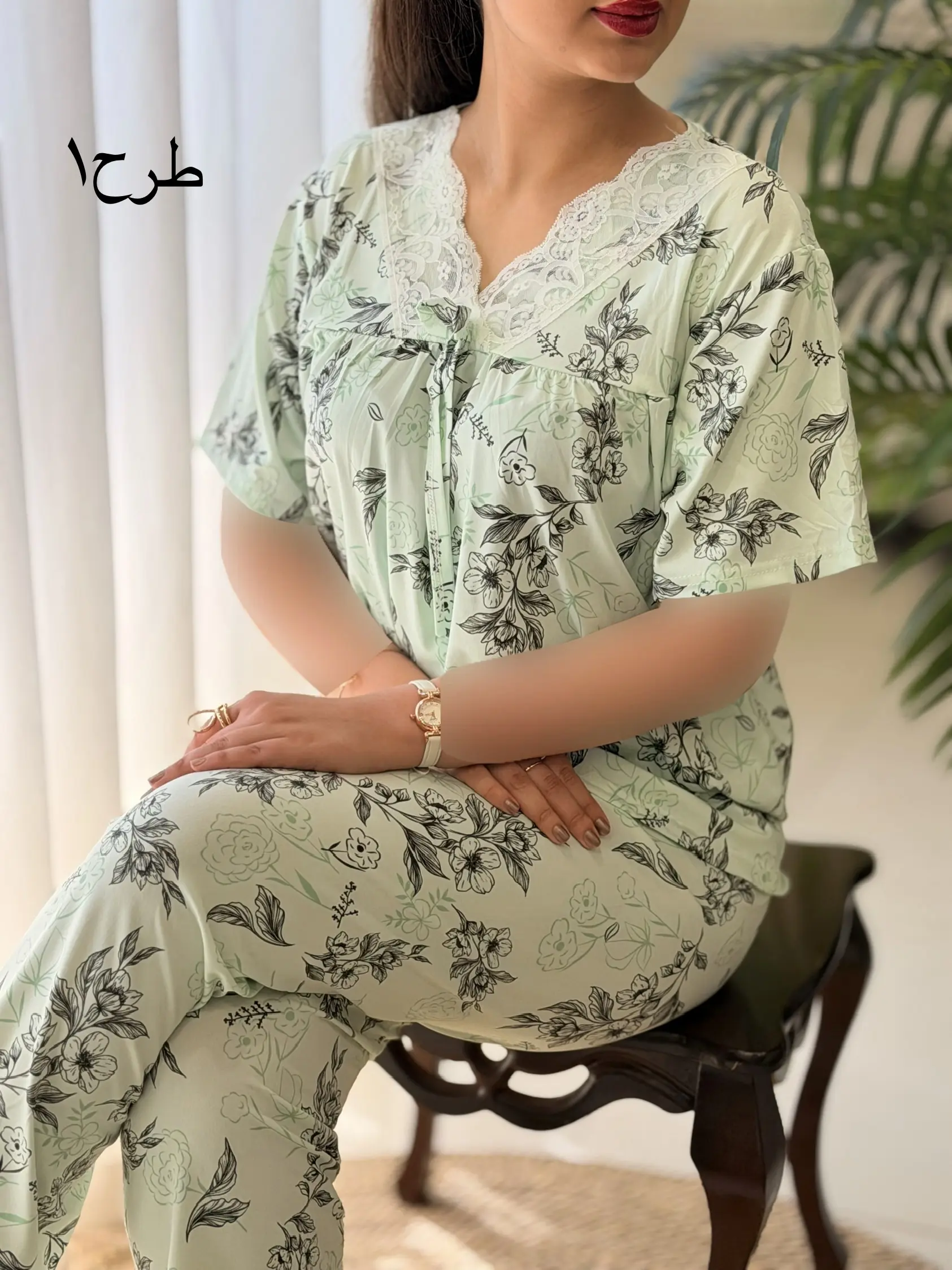 ست تیشرت شلوار گیاهی وارداتی کد2617