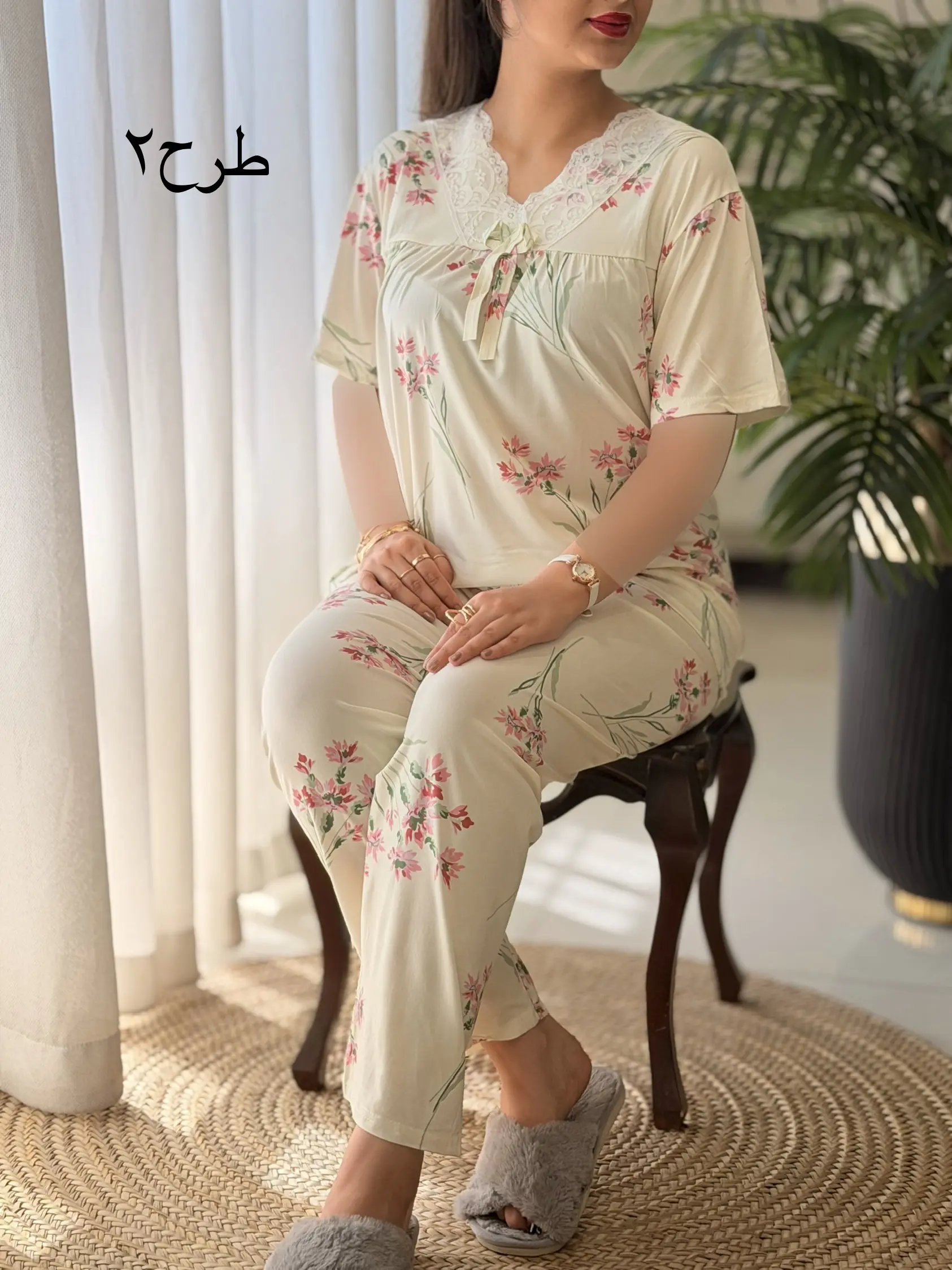ست تیشرت شلوار گیاهی وارداتی کد2617