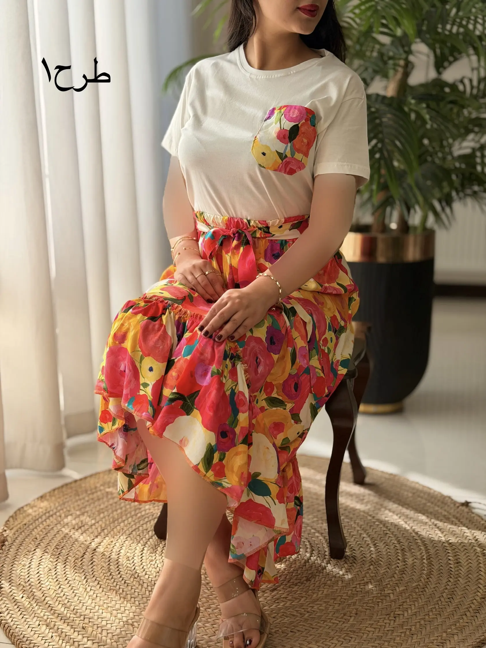 ست تیشرت دامن تک جیب کد2667