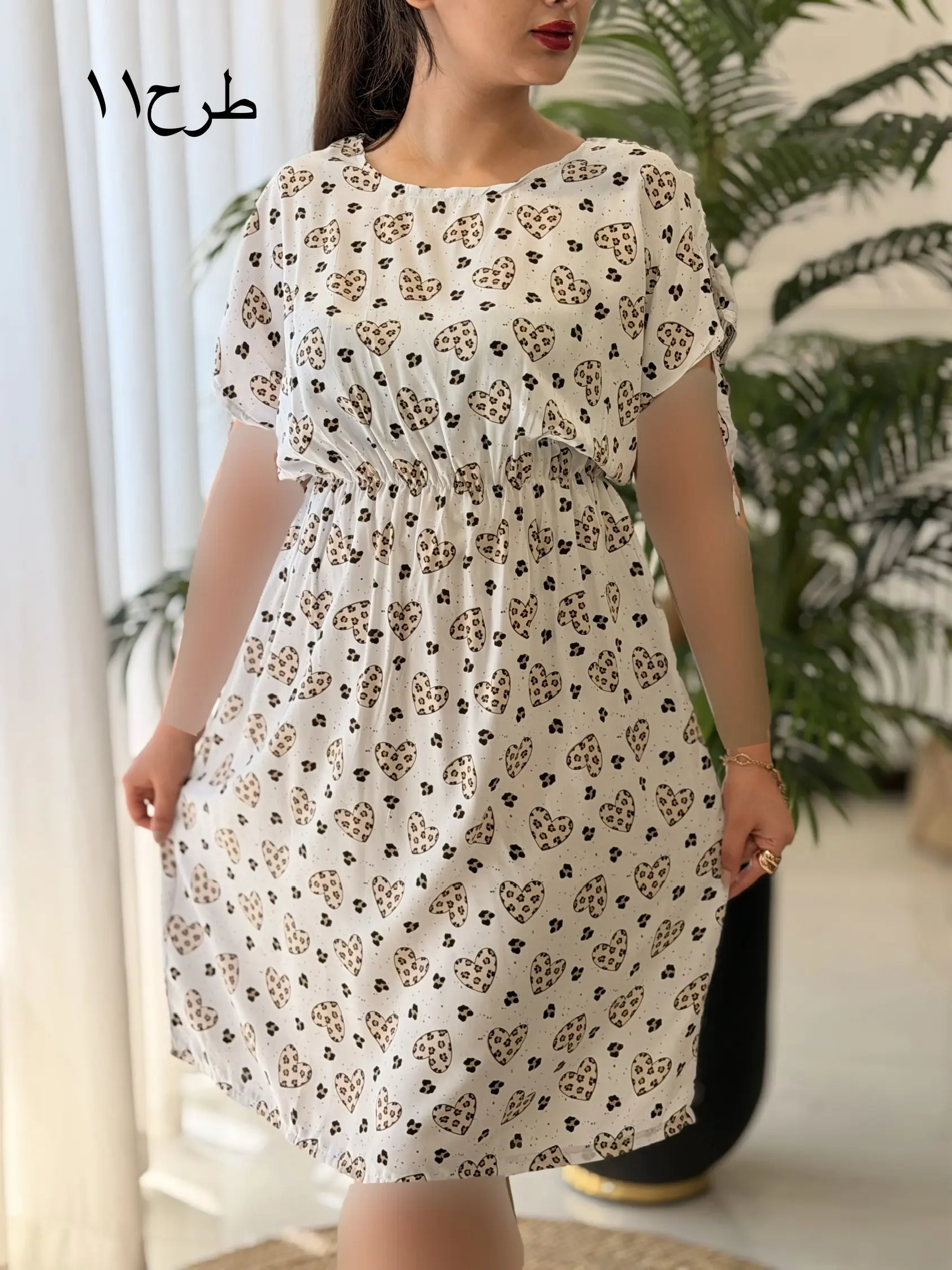 پیراهن نخی خونگی رز کد2674