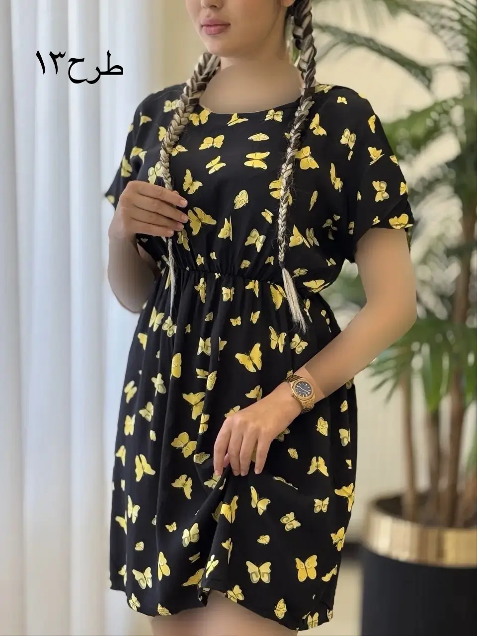 پیراهن نخی خونگی رز کد2674