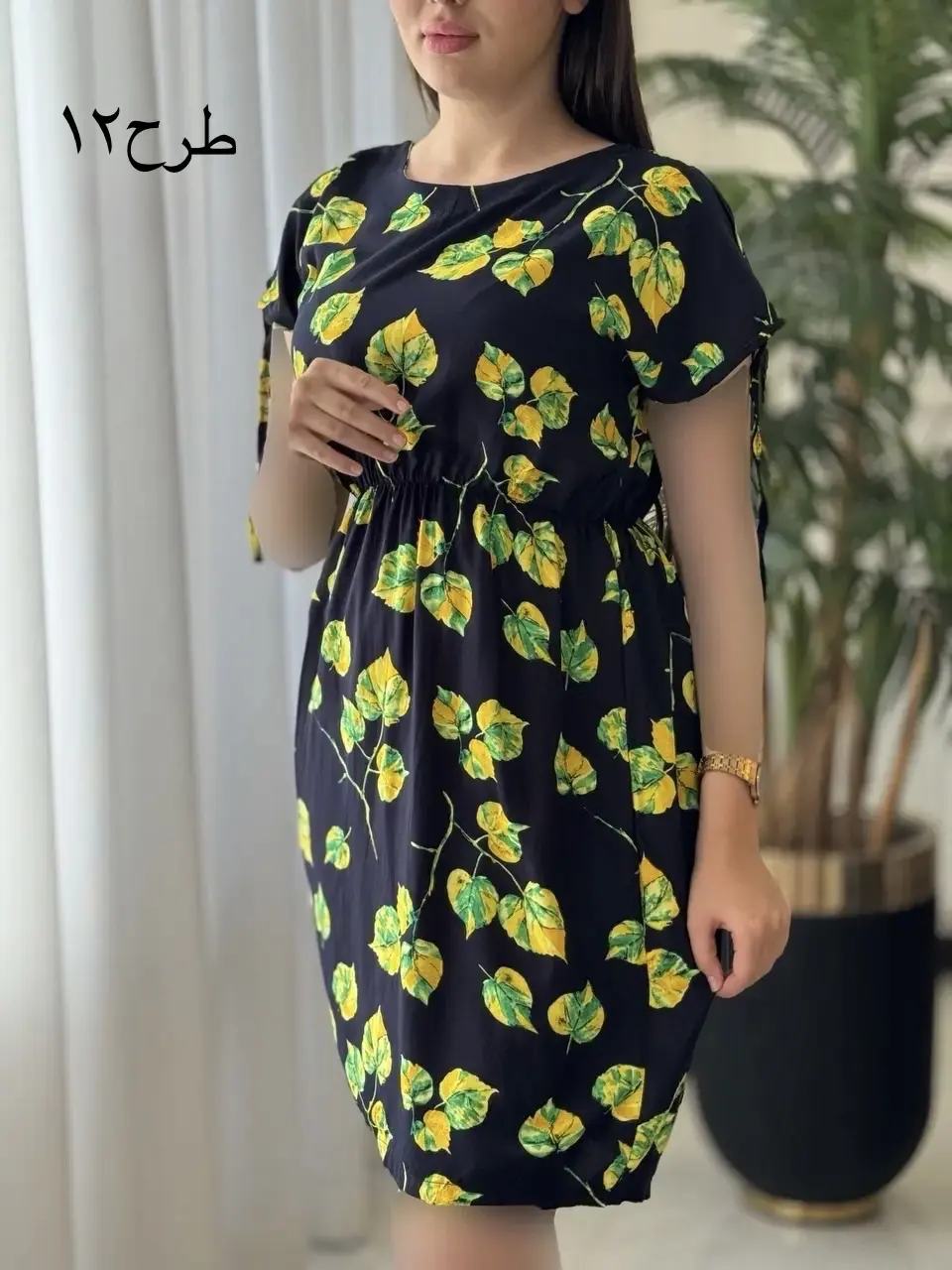 پیراهن نخی خونگی رز کد2674
