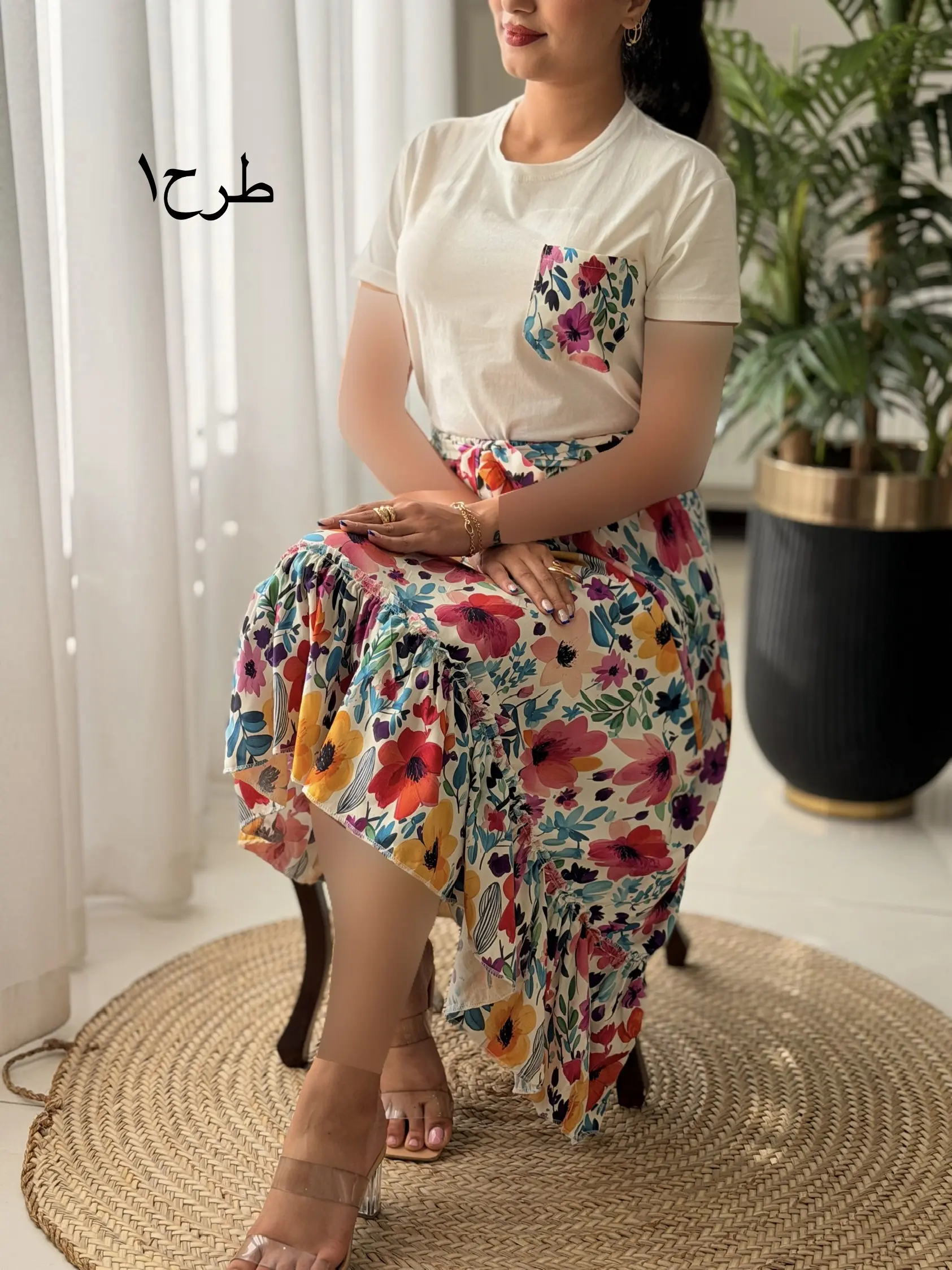 ست تیشرت دامن تک جیب کد2721