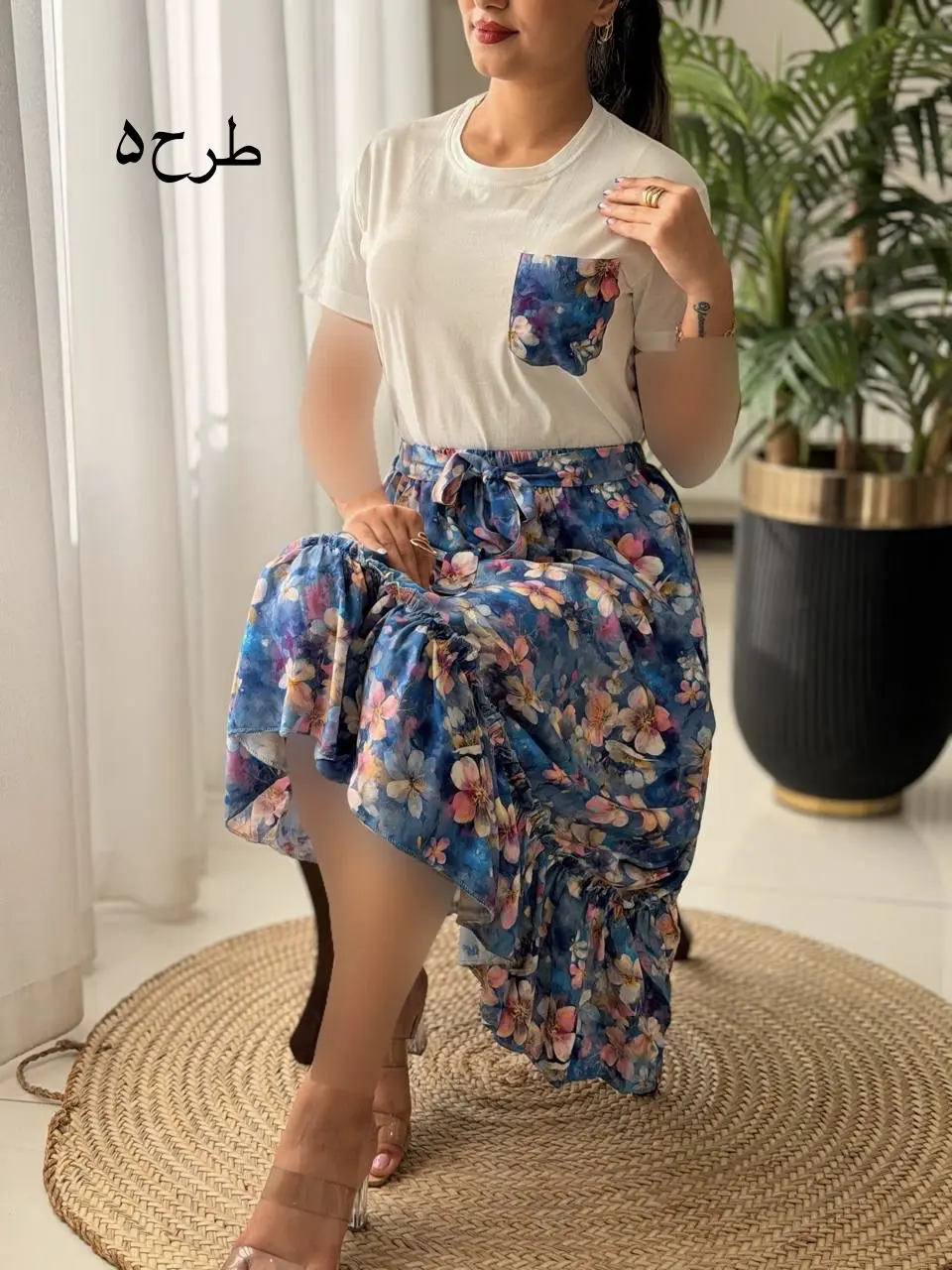 ست تیشرت دامن تک جیب کد2721