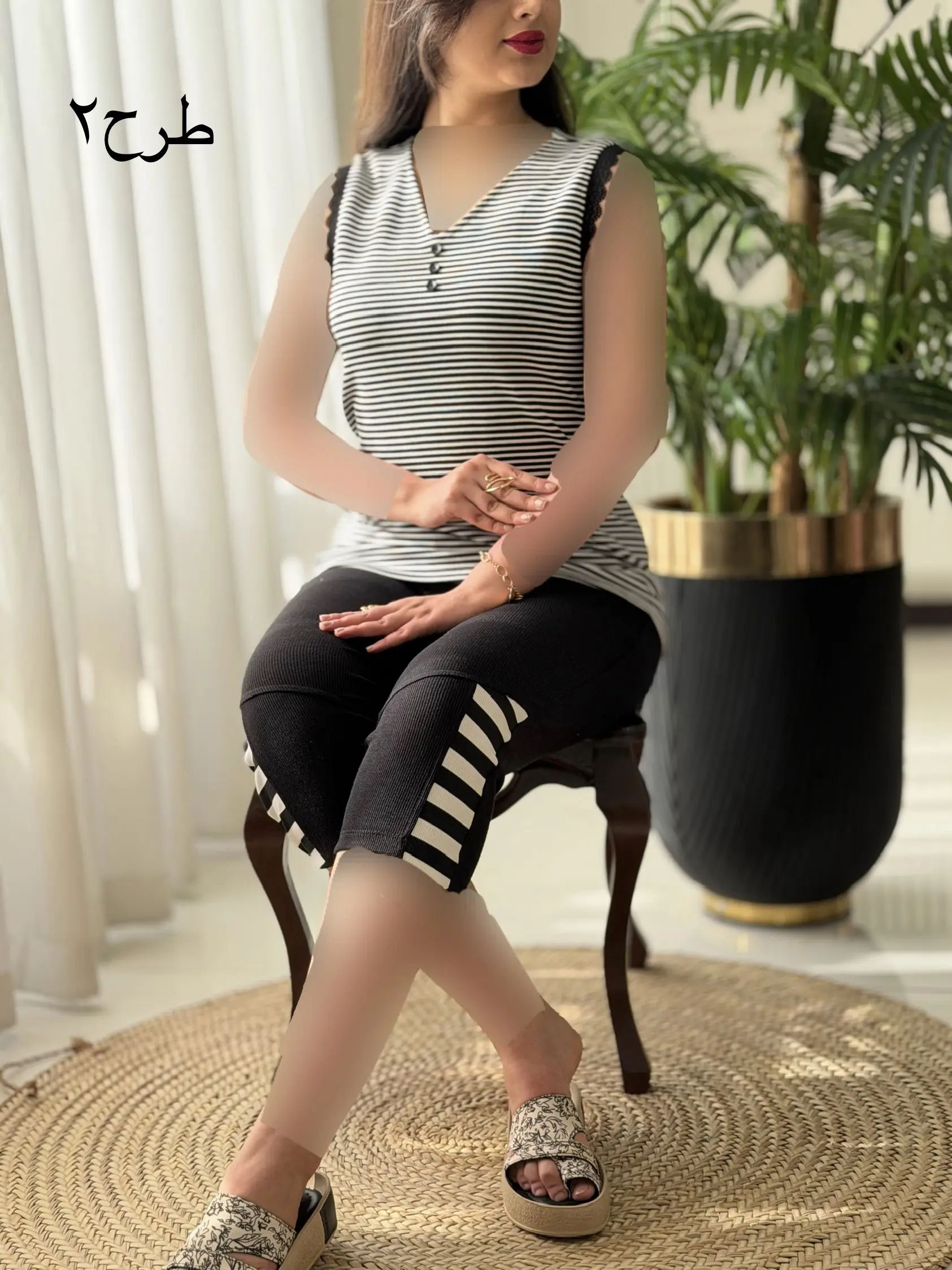 ست تاپ شلوارک راه راه کد2472