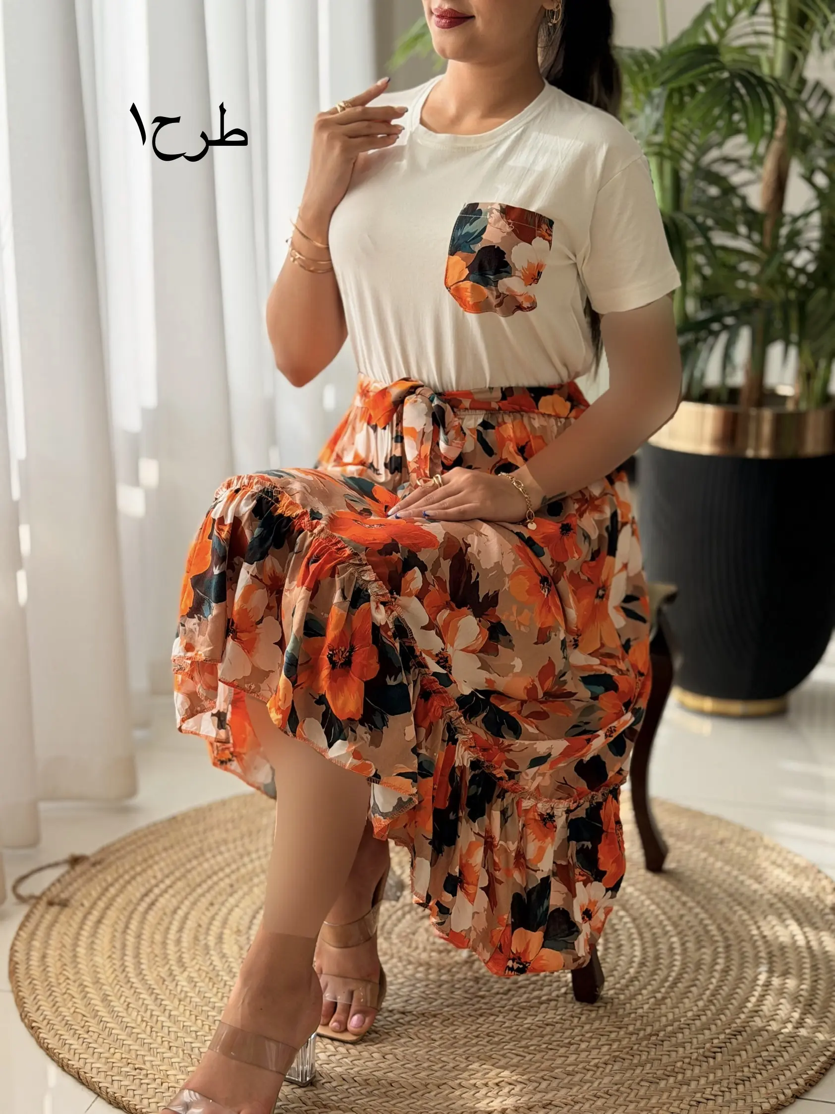ست تیشرت دامن تک جیب کد2732